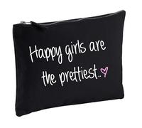 60 SECOND MAKEOVER Women's Happiest Girls Are The Prettiest Black Make up Bag 60 SECOND MAKEOVER Black
