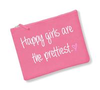 60 SECOND MAKEOVER Women's Happiest Girls Are The Prettiest Make up Bag Navy Blue Grey Or Pink 60 SECOND MAKEOVER Pink