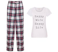 60 SECOND MAKEOVER Women's Happy Wife Happy Life Pyjama Set in Pink | Size: Small 60 SECOND MAKEOVER Pink S