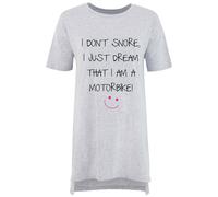 60 SECOND MAKEOVER Women's I Don't Snore I Just Dream I'm A Motorbike Nightie in Grey | Size: XS 60 SECOND MAKEOVER Grey XS