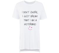 60 SECOND MAKEOVER Women's I Don't Snore I Just Dream I'm A Motorbike Nightie in White | Size: Medium 60 SECOND MAKEOVER White M