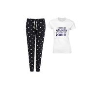 60 SECOND MAKEOVER Women's I May Be Wrong But I Doubt It Navy Star Trouser Pyjamas Set | Size: Medium 60 SECOND MAKEOVER Navy M