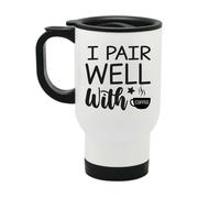 60 SECOND MAKEOVER Women's I Pair Well With Coffee Metal Travel Mug in White 60 SECOND MAKEOVER White