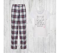60 SECOND MAKEOVER Women's I Work Hard So My Cat Can Have A Better Life Pyjama Set in Pink | Size: Large 60 SECOND MAKEOVER Pink L