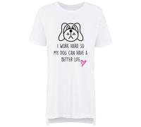 60 SECOND MAKEOVER Women's I Work Hard So My Dog Can Have A Better Life Nightie in White | Size: Small 60 SECOND MAKEOVER White S