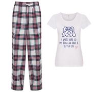 60 SECOND MAKEOVER Women's I Work Hard So My Dog Can Have A Better Life Pyjama Set in Pink | Size: Medium 60 SECOND MAKEOVER Pink M