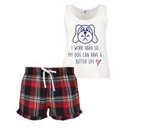 60 SECOND MAKEOVER Women's I Work Hard So My Dog Can Have A Better Life Pyjama Set in Red | Size: XL 60 SECOND MAKEOVER Red XL