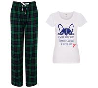 60 SECOND MAKEOVER Women's I Work Hard So My Frenchie Can Have A Better Life Pyjama Set in Green | Size: XL 60 SECOND MAKEOVER Green XL