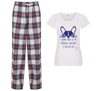 60 SECOND MAKEOVER Women's I Work Hard So My Frenchie Can Have A Better Life Pyjama Set in Pink | Size: XL 60 SECOND MAKEOVER Pink XL