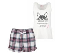 60 SECOND MAKEOVER Women's I Work Hard So My Frenchie Can Have A Better Life Pyjama Set in Pink | Size: Large 60 SECOND MAKEOVER Pink L