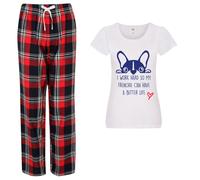 60 SECOND MAKEOVER Women's I Work Hard So My Frenchie Can Have A Better Life Pyjama Set in Red | Size: Medium 60 SECOND MAKEOVER Red M