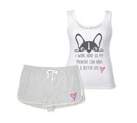 60 SECOND MAKEOVER Women's I Work Hard So My Frenchie Can Have A Better Life Pyjama Set PJ's in Grey | Size: XL 60 SECOND MAKEOVER Grey XL