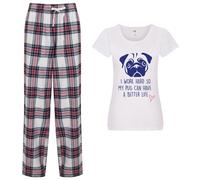 60 SECOND MAKEOVER Women's I work Hard So My Pug Can Have A Better Life Pyjama Set in Pink | Size: Large 60 SECOND MAKEOVER Pink L