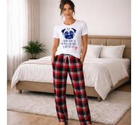 60 SECOND MAKEOVER Women's I work Hard So My Pug Can Have A Better Life Pyjama Set in Red | Size: Small 60 SECOND MAKEOVER Red S