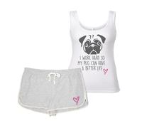 60 SECOND MAKEOVER Women's I Work Hard So My Pug Can Have A Better Life Pyjama Set PJ's Dog in Grey | Size: Medium 60 SECOND MAKEOVER Grey M