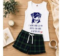 60 SECOND MAKEOVER Women's I Work Hard So My Rottie Can Have A Better Life Short Pyjamas Set | Size: Large 60 SECOND MAKEOVER Multicolor L