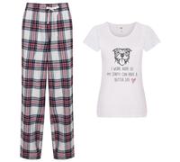 60 Second Makeover Limited I Work Hard So My Staffy Can Have A Better Life Pyjamas Ladies Tartan Trouser Bottoms Pyjama Dog Pyjamas Staffordshire Bull Terrier Pink