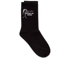 60 SECOND MAKEOVER Women's I'd Rather Be Riding My Horse Black Socks 60 SECOND MAKEOVER Black One Size