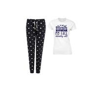 60 SECOND MAKEOVER Women's If My Mouth Doesn't Say It My Face Will Navy Star Pyjama Set | Size: XS 60 SECOND MAKEOVER Navy XS