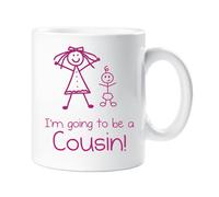 60 SECOND MAKEOVER Women's I'm Going To Be a Big Cousin Mug Girls Stick Person People Cup New Baby in White 60 SECOND MAKEOVER White