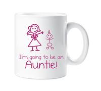 60 Second Makeover Limited I'm Going to Be an Auntie Mug New Baby Announcement Auntie Gifts Aunty Gift Aunt Presents Girl Stick Person People Cup Pregnancy Announcement