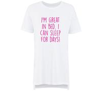 60 SECOND MAKEOVER Women's I'm Great In Bed I Can Sleep For Days Nightie in White | Size: Small 60 SECOND MAKEOVER White S