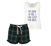 60 SECOND MAKEOVER Women's I'm Great In Bed I Can Sleep For Days Pyjama Set in Green | Size: XS 60 SECOND MAKEOVER Green XS