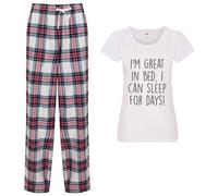 60 SECOND MAKEOVER Women's I'm Great In Bed I Can Sleep For Days Pyjama Set in Pink | Size: XS 60 SECOND MAKEOVER Pink XS