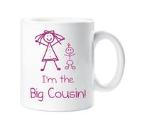 60 Second Makeover Limited I'm The Big Cousin Mug Girls Stick Person People Cup New Baby Cousin Gifts for Girls 11oz Ceramic Coffee Cup Dishwasher Safe Microwave Safe