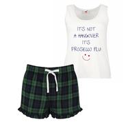 60 SECOND MAKEOVER Women's It's Not A Hangover It's Prosecco Flu PJ's Loungewear Lounge Wear Pink Frill Shorts in Green | Size: Large 60 SECOND MAKEOVER Green L