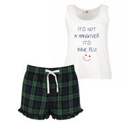 60 SECOND MAKEOVER Women's It's Not A Hangover It's Wine Flu Pyjama Set in Green | Size: Large 60 SECOND MAKEOVER Green L