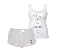 60 SECOND MAKEOVER Women's It's Not A Hangover It's Wine Flu Pyjama Set in Grey | Size: Large 60 SECOND MAKEOVER Grey L