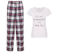 60 SECOND MAKEOVER Women's It's Not A Hangover It's Wine Flu Pyjama Set in Pink | Size: Medium 60 SECOND MAKEOVER Pink M