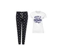60 SECOND MAKEOVER Women's Killin It Every Damn Day Navy Star Pyjama Set | Size: XS 60 SECOND MAKEOVER Navy XS