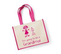 60 SECOND MAKEOVER Women's Large Jute Bag I'm Going To Be A Grandma Pink Bag New Mum 60 SECOND MAKEOVER Pink