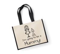 60 SECOND MAKEOVER Women's Large Jute Bag I'm Going To Be A Mummy Black Bag New Mum 60 SECOND MAKEOVER Black