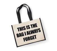 60 SECOND MAKEOVER Women's Large Jute Bag This Is The Bag I Always Forget Black Bag New Mum 60 SECOND MAKEOVER Black