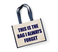 60 SECOND MAKEOVER Women's Large Jute Bag This Is The Bag I Always Forget Navy Blue Bag New Mum 60 SECOND MAKEOVER Blue