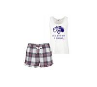 60 SECOND MAKEOVER Women's Life Is Better With A Dachshund Tartan Short Pyjamas Set | Size: Large 60 SECOND MAKEOVER Multicolor L
