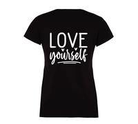 60 SECOND MAKEOVER Women's Love Yourself Black T-Shirt | Size: Medium 60 SECOND MAKEOVER Black M