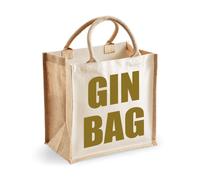 60 SECOND MAKEOVER Women's Medium Jute Bag Gin Bag Natural Bag Gold Text New Mum 60 SECOND MAKEOVER Gold