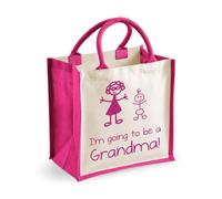 60 SECOND MAKEOVER Women's Medium Jute Bag I'm Going To Be A Grandma Pink Bag New Mum 60 SECOND MAKEOVER Pink