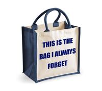 60 SECOND MAKEOVER Women's Medium Jute Bag This Is The Bag I Always Forget Navy Blue Bag New Mum 60 SECOND MAKEOVER Blue