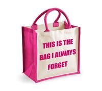 60 SECOND MAKEOVER Women's Medium Jute Bag This Is The Bag I Always Forget Pink Bag New Mum 60 SECOND MAKEOVER Pink