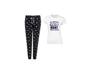 60 SECOND MAKEOVER Women's My Brain Has Too Many Tabs Open Navy Star Trouser Pyjamas Set | Size: Large 60 SECOND MAKEOVER Navy L