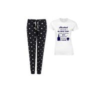 60 SECOND MAKEOVER Women's No Good Story Stared With Salad Navy Star Trouser Pyjamas Set | Size: Small 60 SECOND MAKEOVER Navy S