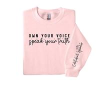 60 SECOND MAKEOVER Women's Own Your Voice Speak The Truth Sweater in Baby Pink | Size: XL 60 SECOND MAKEOVER Baby Pink XL