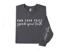 60 SECOND MAKEOVER Women's Own Your Voice Speak The Truth Sweater in Grey | Size: Large 60 SECOND MAKEOVER Grey L