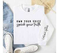 60 SECOND MAKEOVER Women's Own Your Voice Speak The Truth Sweater in White | Size: 2XL 60 SECOND MAKEOVER White 2XL