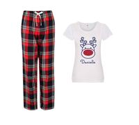 60 SECOND MAKEOVER Women's Personalised Rudolph Tartan Trouser Pyjamas Set | Size: XL 60 SECOND MAKEOVER Multicolor XL